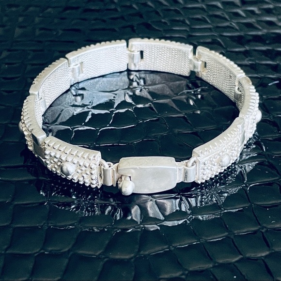 D’MOLINA MEXICO TAXCO STERLING SILVER DOTTED PANEL BRACELET VINTAGE - Picture 5 of 11